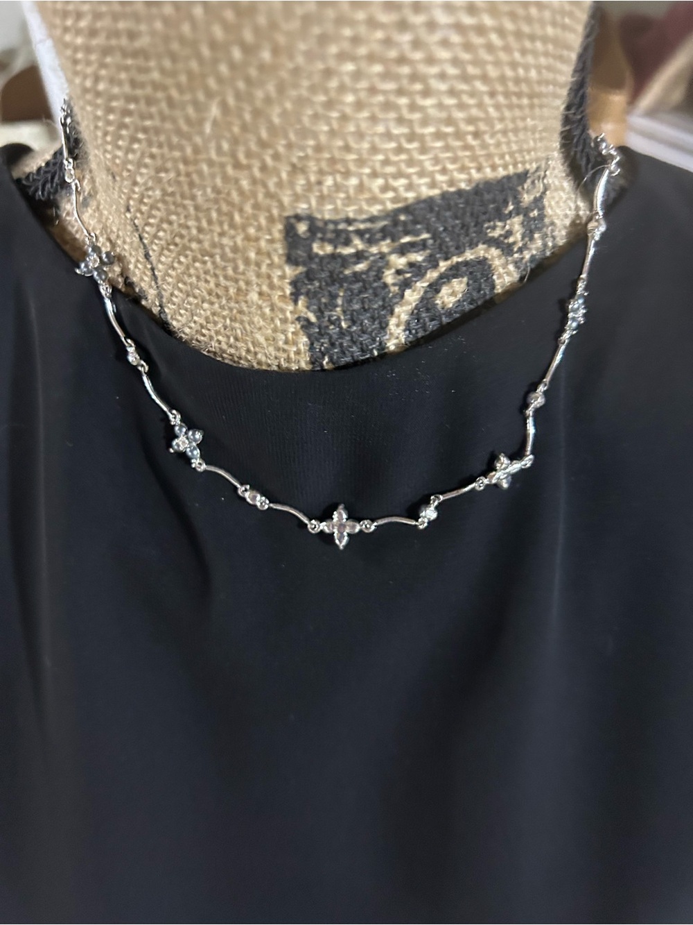 Monet Silver Floral Station Necklace - Silver